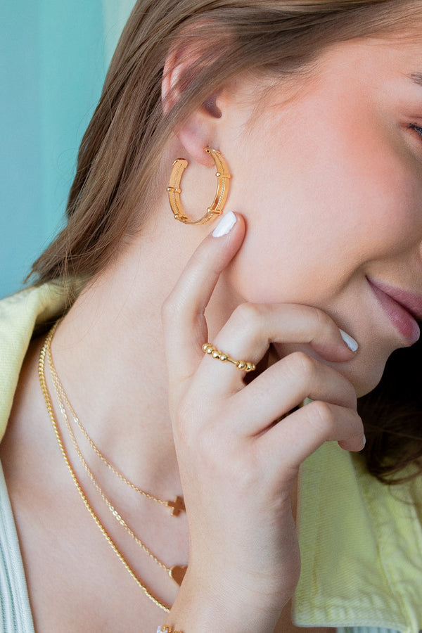 Set Candongas y Anillo Dorado Balines