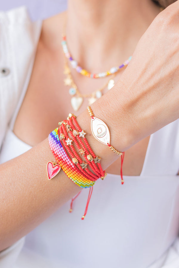 Pulsera Tejida Roja Ojito