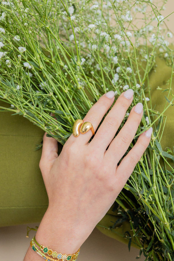 Anillo Dorado Gotas