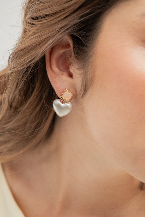 Aretes Corazon Cuadrito