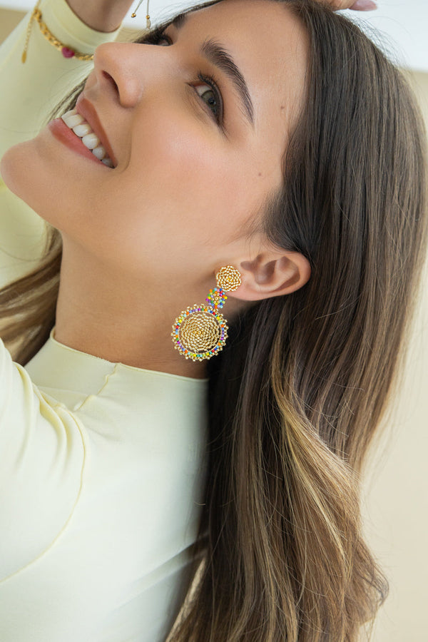 Aretes Dorado Multicolor