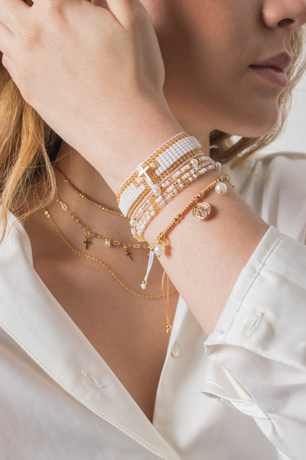 Pulsera Blanca Cruz 04