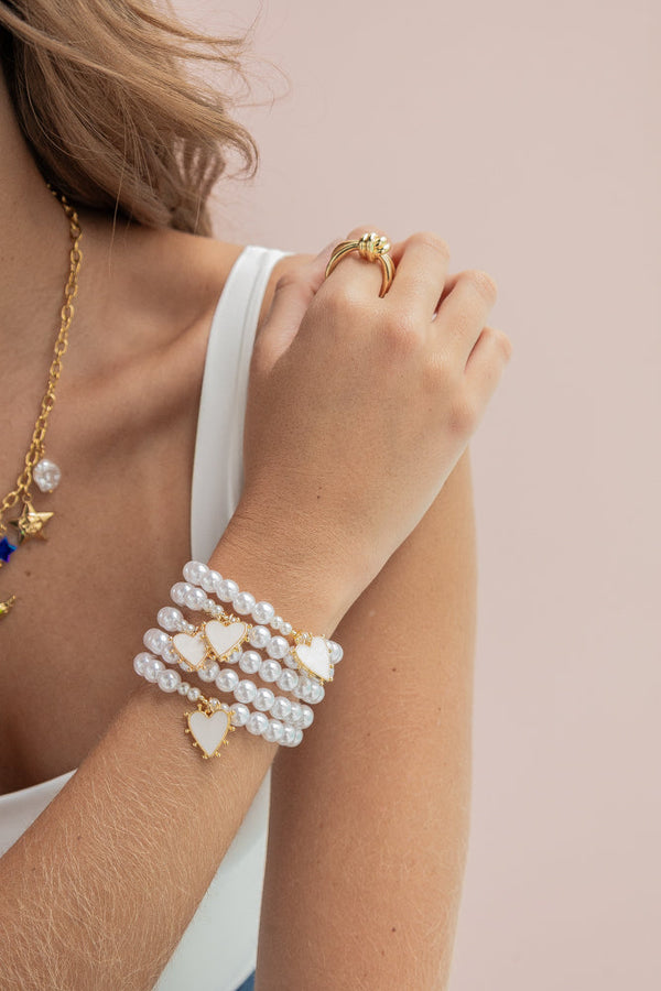 Setpulseras White Corazones